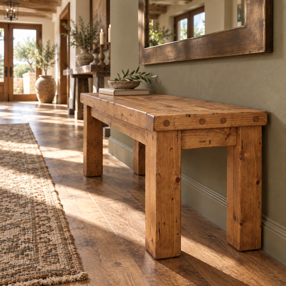TEMPLETON Bench Solid Wood Bench Entryway Bench Hallway Shoe Bench
