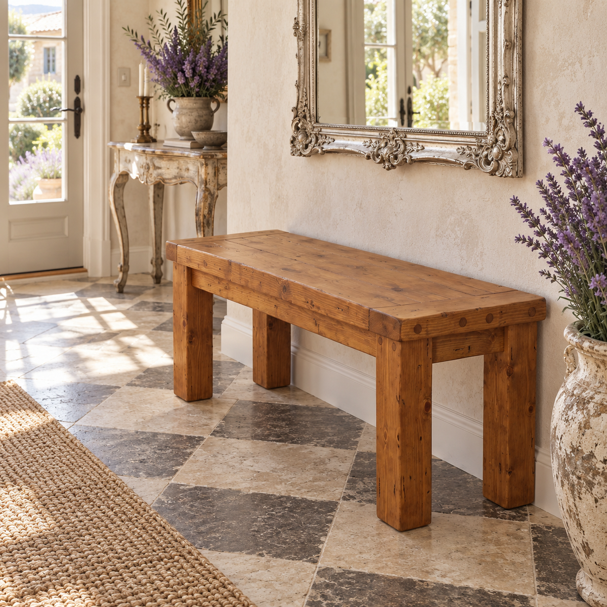 TEMPLETON Bench Solid Wood Bench Entryway Bench Hallway Shoe Bench