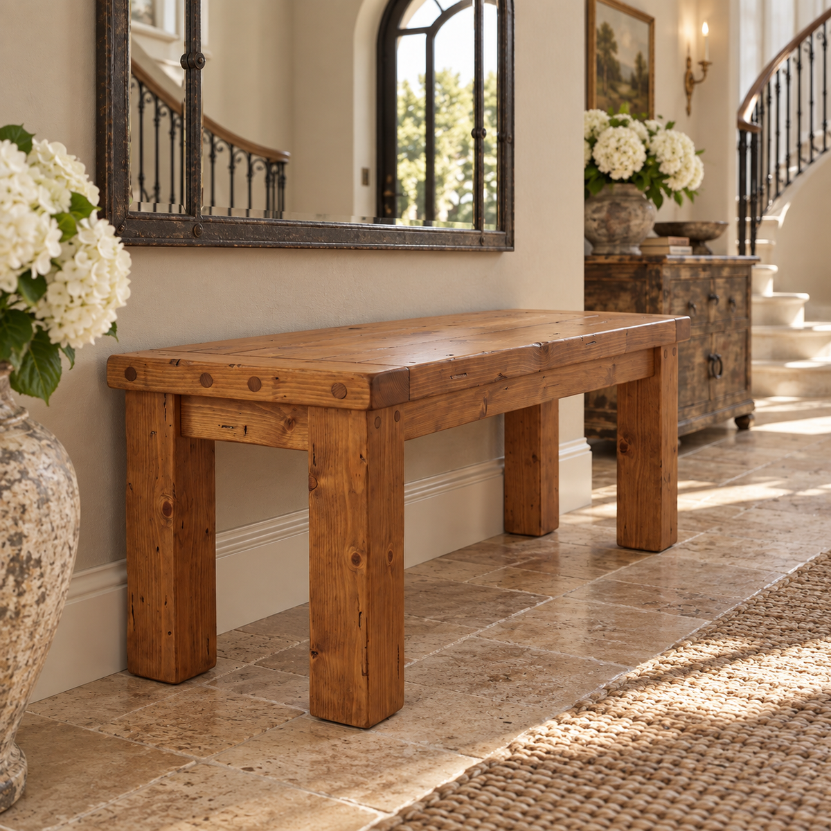 TEMPLETON Bench Solid Wood Bench Entryway Bench Hallway Shoe Bench