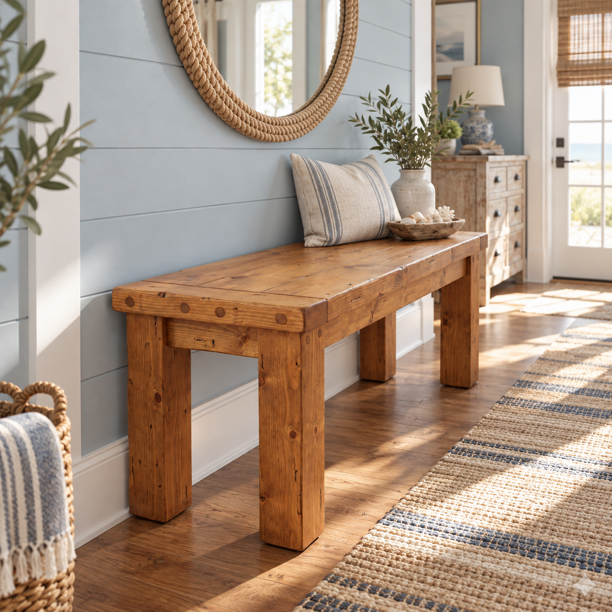 TEMPLETON Bench Solid Wood Bench Entryway Bench Hallway Shoe Bench