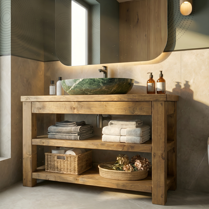 TERO Solid Wood Bathroom Vanity With Shelf