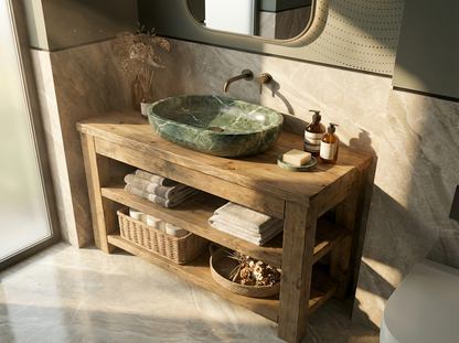 TERO Solid Wood Bathroom Vanity With Shelf