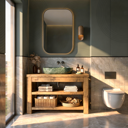 TERO Solid Wood Bathroom Vanity With Shelf