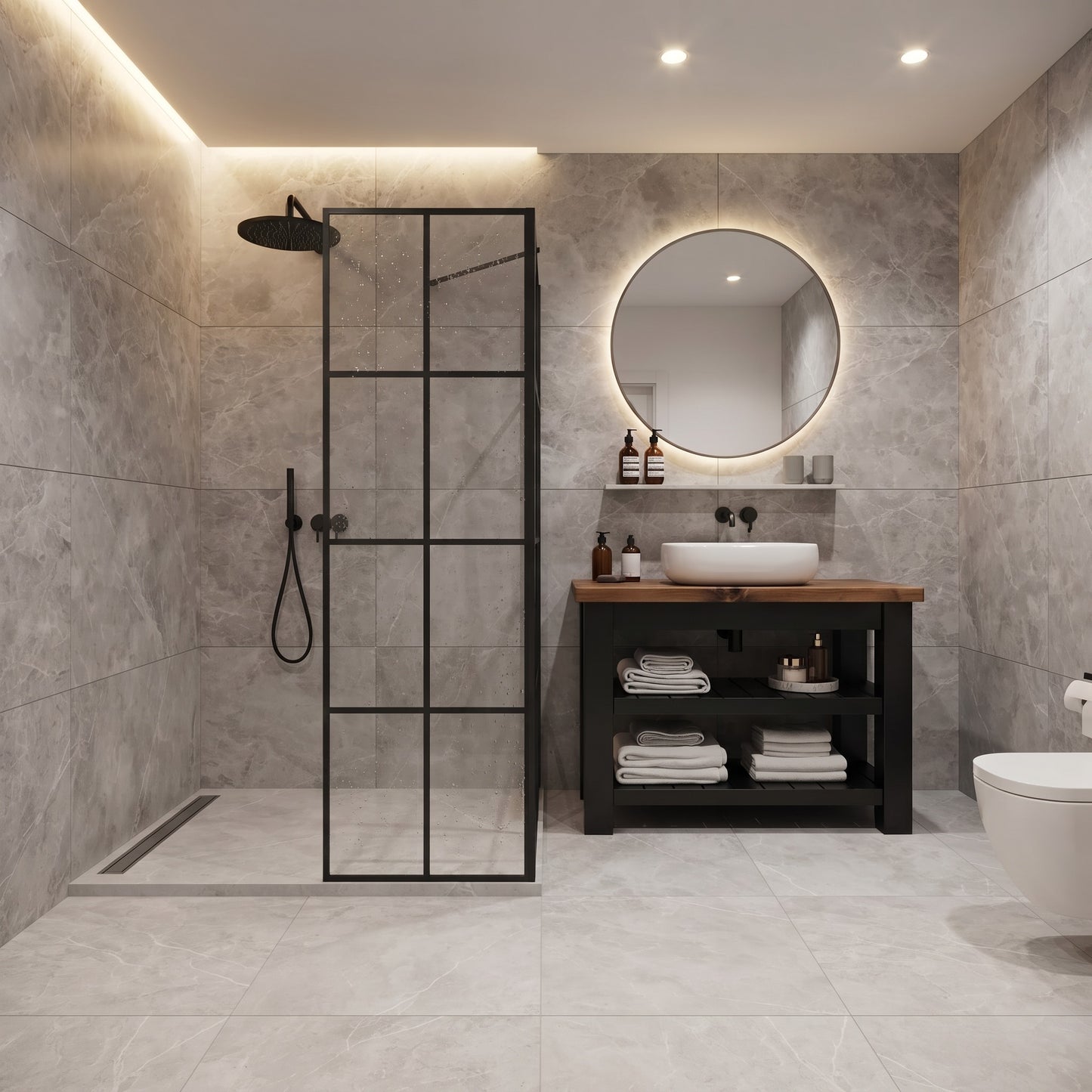 Tero Black Ebony Solid Wood Bathroom Vanity With Shelf