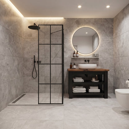 Tero Black Ebony Solid Wood Bathroom Vanity With Shelf