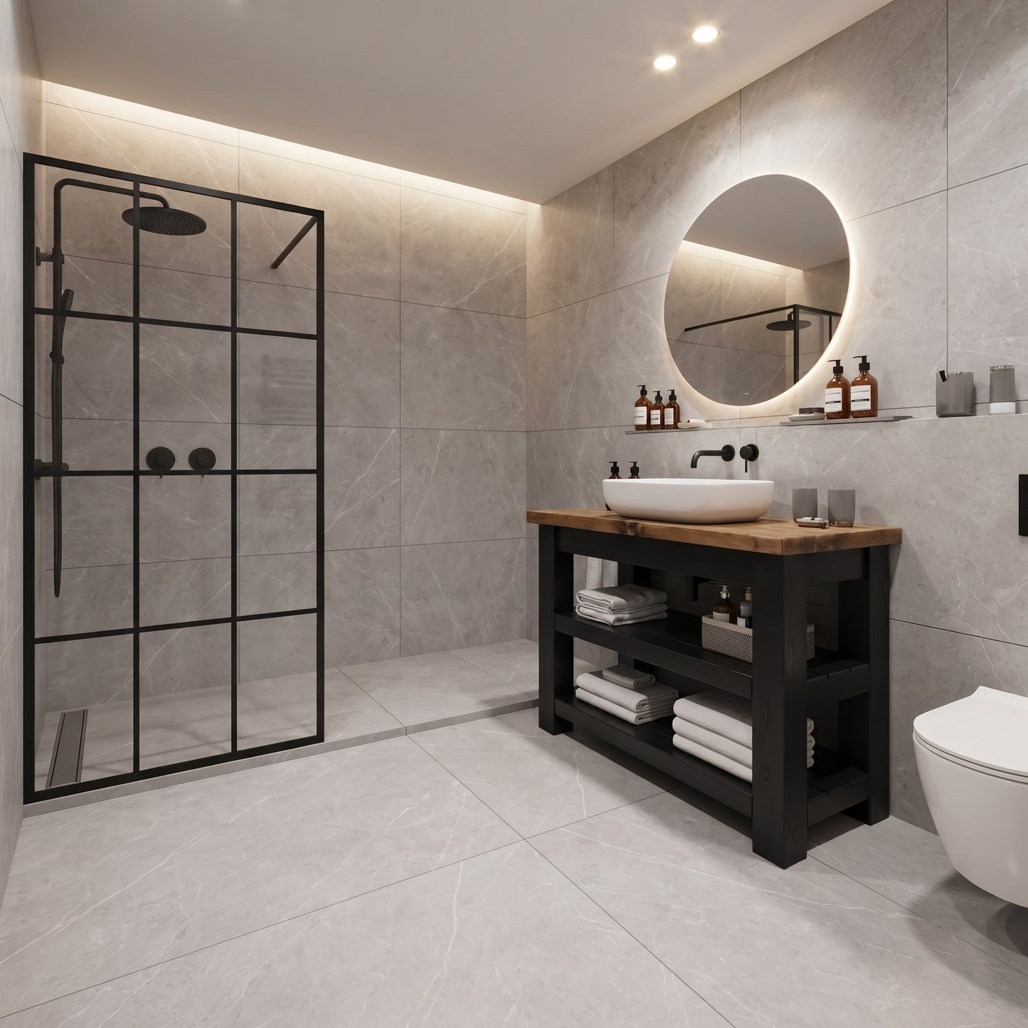 Tero Black Ebony Solid Wood Bathroom Vanity With Shelf