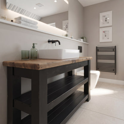 Tero Black Ebony Solid Wood Bathroom Vanity With Shelf