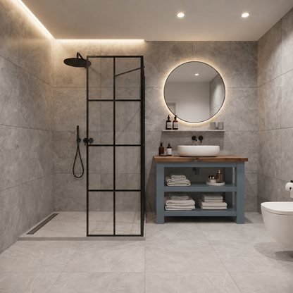 Tero Blue Solid Wood Bathroom Vanity With Shelf