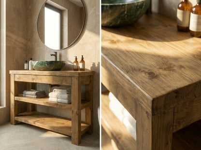 TERO Solid Wood Bathroom Vanity With Shelf