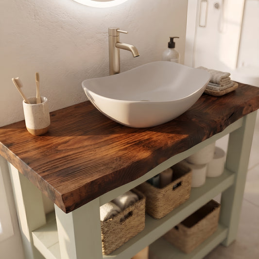 Venti Light Green Solid Wood Bathroom Vanity With Shelf