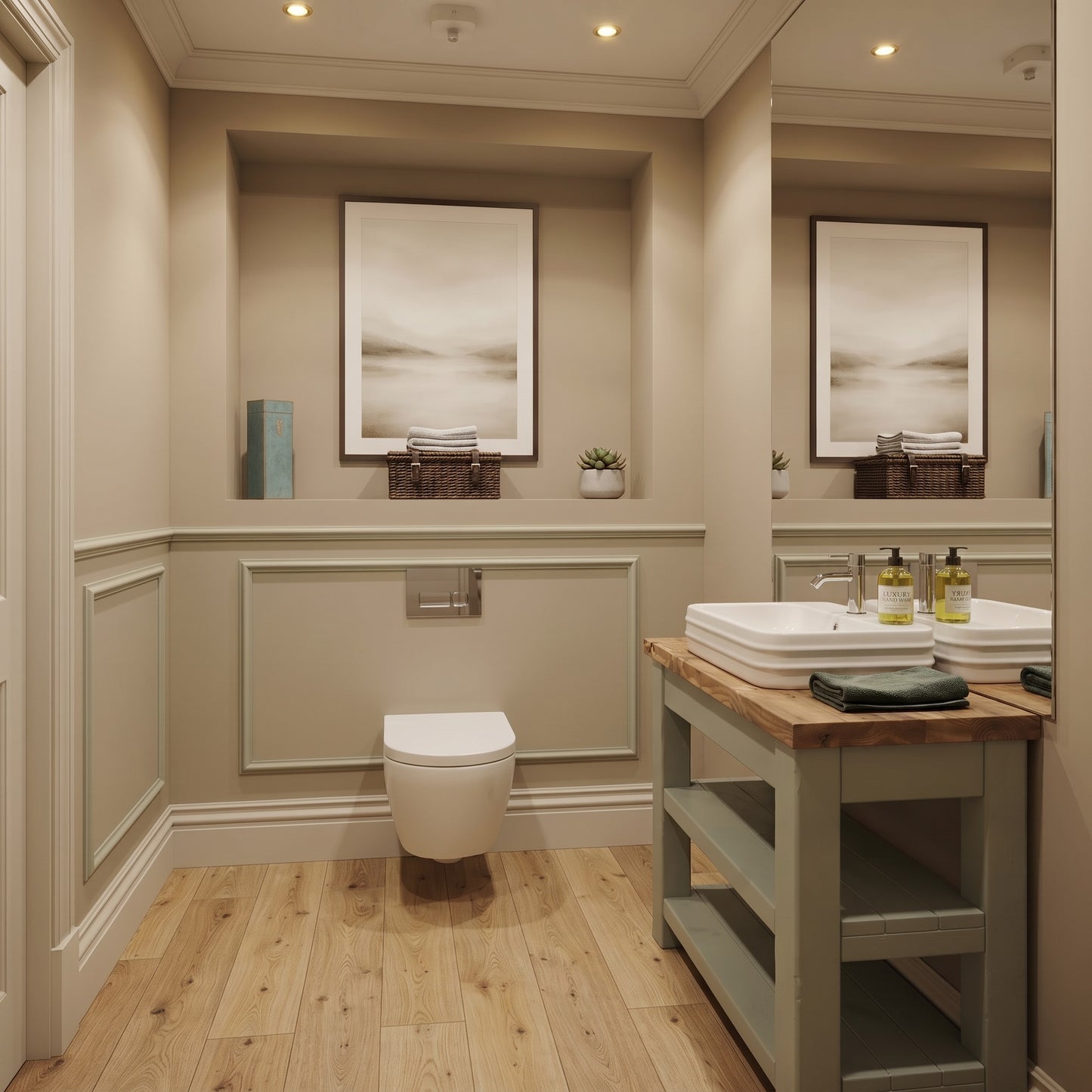 Tero Light Green Solid Wood Bathroom Vanity With Shelf