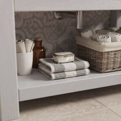 Tero Light Grey Solid Wood Bathroom Vanity With Shelf
