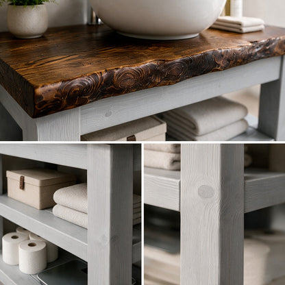 Venti Light Grey Solid Wood Bathroom Vanity With Shelf