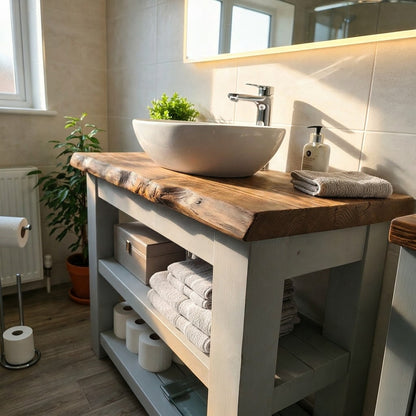 Venti Light Grey Solid Wood Bathroom Vanity With Shelf