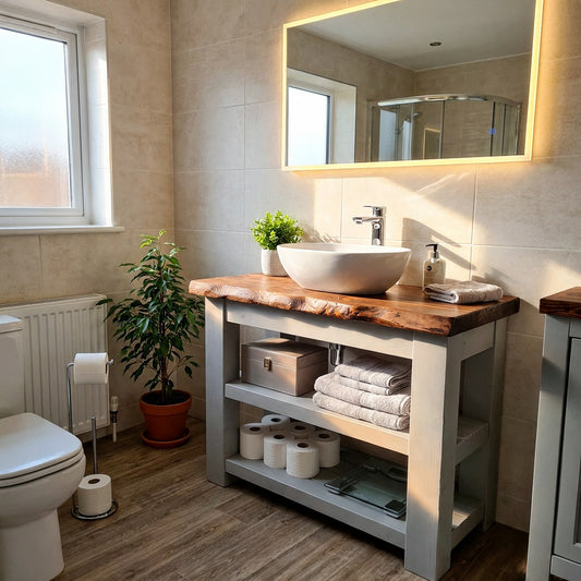 Venti Light Grey Solid Wood Bathroom Vanity With Shelf
