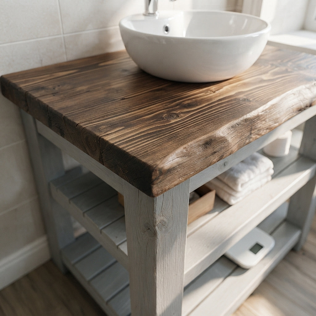 Venti Light Grey Solid Wood Bathroom Vanity With Shelf