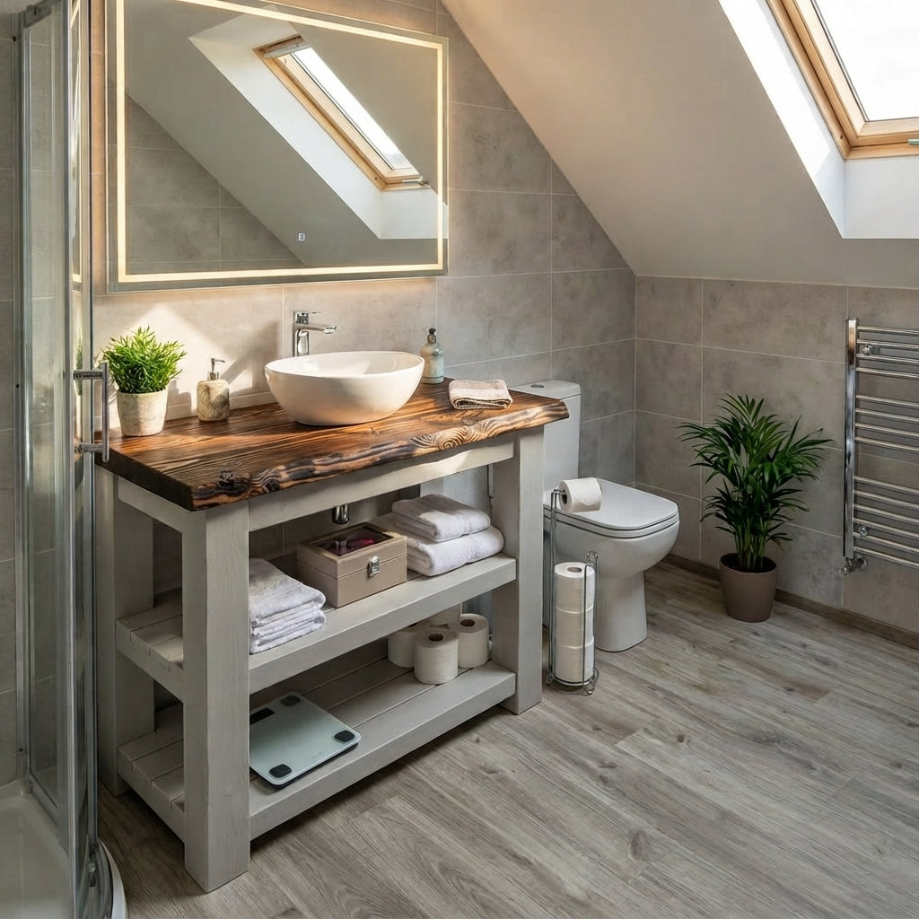 Venti Light Grey Solid Wood Bathroom Vanity With Shelf