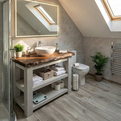 Venti Light Grey Solid Wood Bathroom Vanity With Shelf