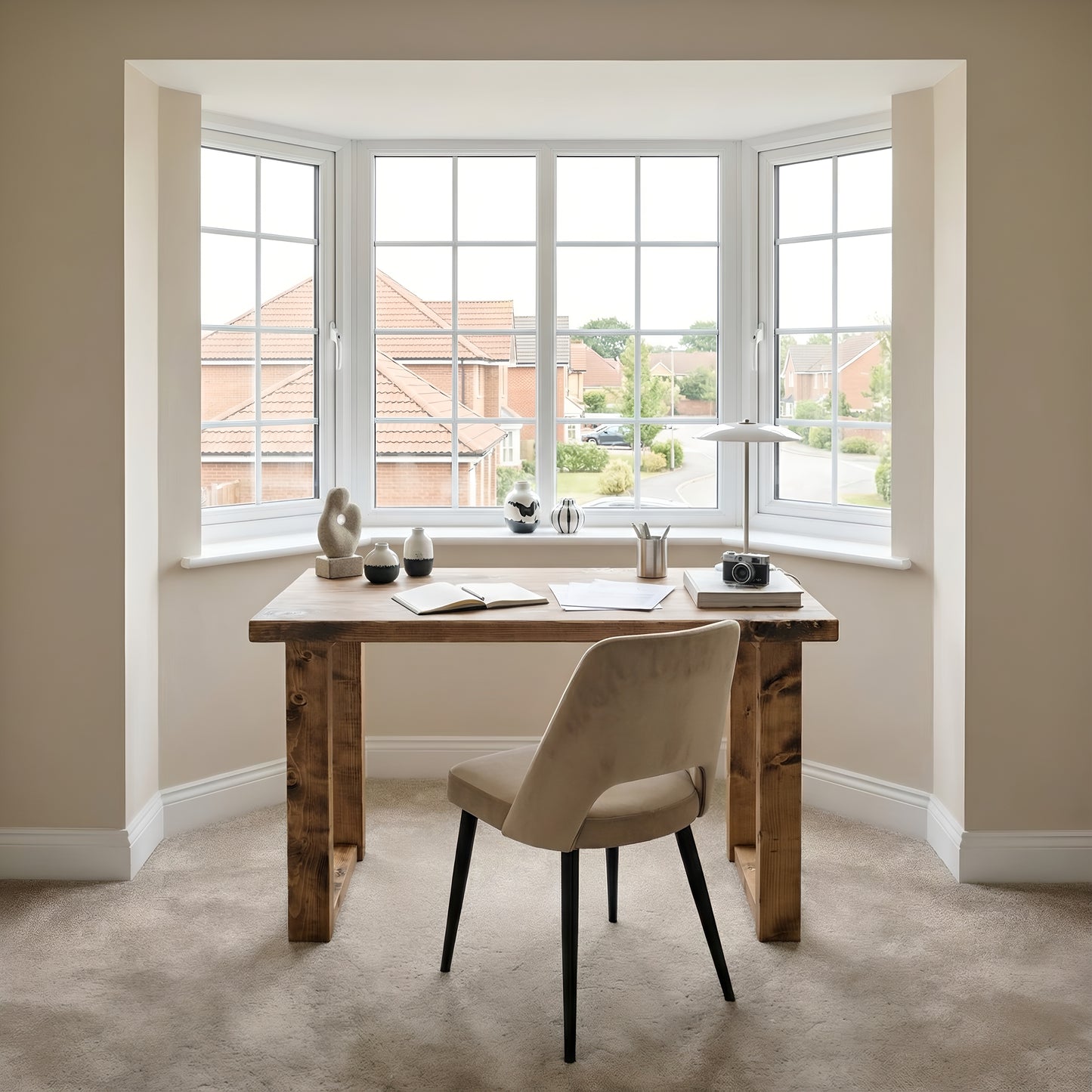 TIVARO Solid Wood Study / Office / Computer Desk Table With Wooden Legs