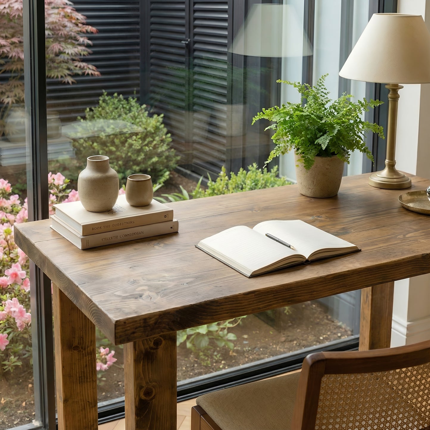 TIVARO Solid Wood Study / Office / Computer Desk Table With Wooden Legs