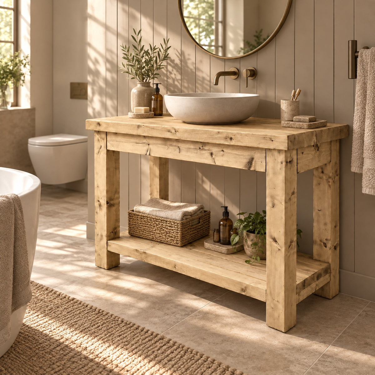 TORO Light Oak Colour Solid Wood Bathroom Vanity