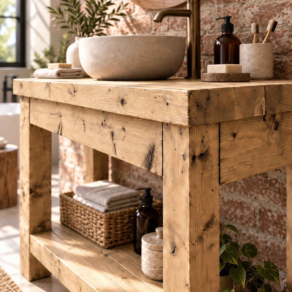 TORO Light Oak Colour Solid Wood Bathroom Vanity