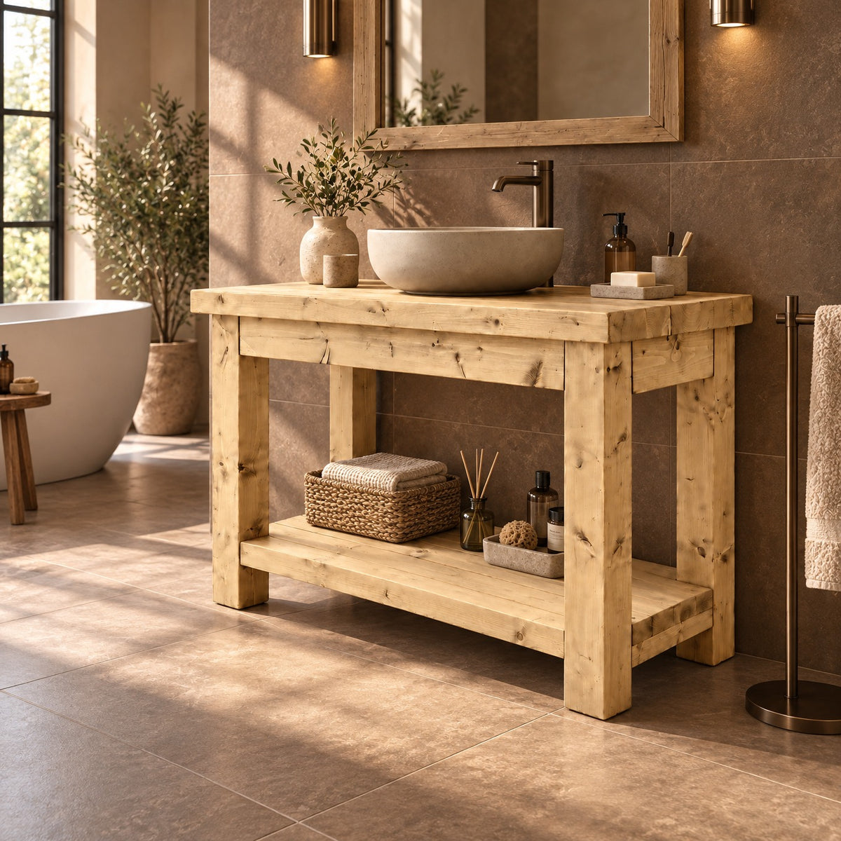 TORO Light Oak Colour Solid Wood Bathroom Vanity