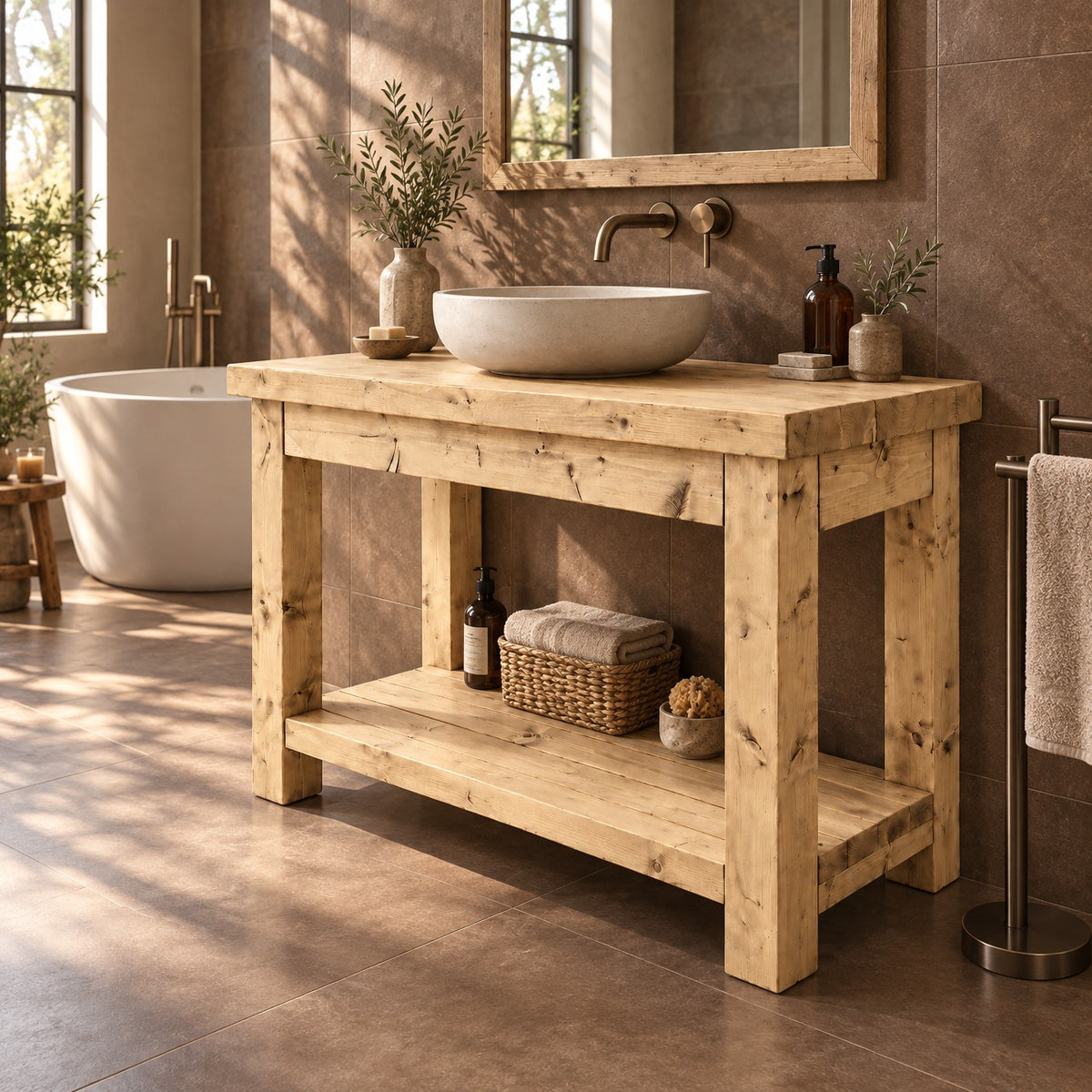 TORO Light Oak Colour Solid Wood Bathroom Vanity