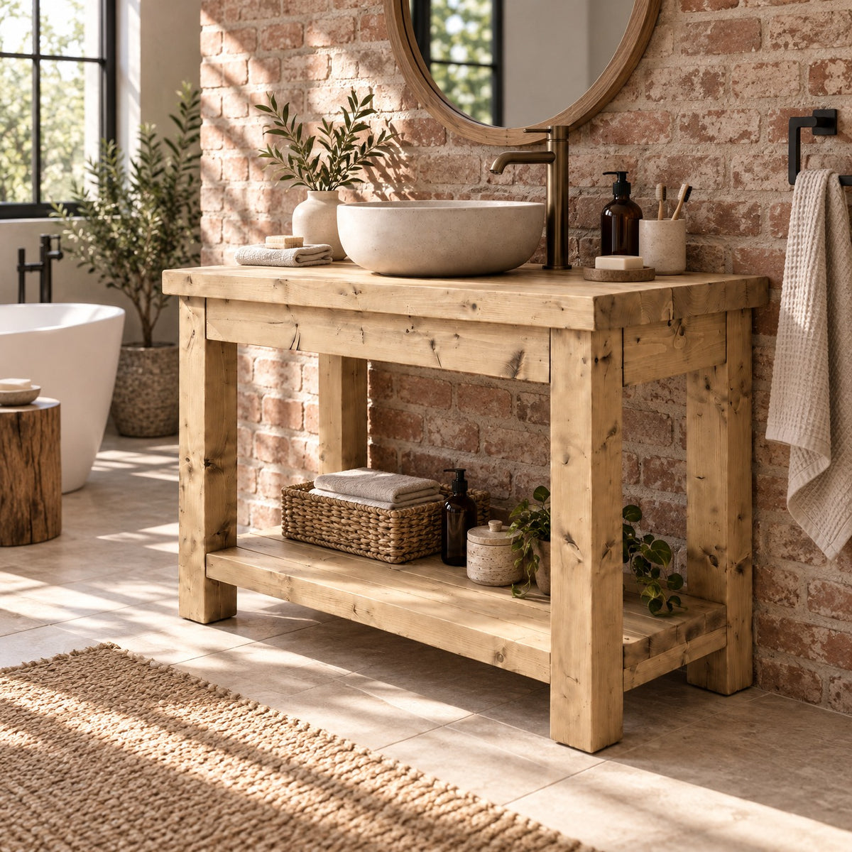 TORO Light Oak Colour Solid Wood Bathroom Vanity