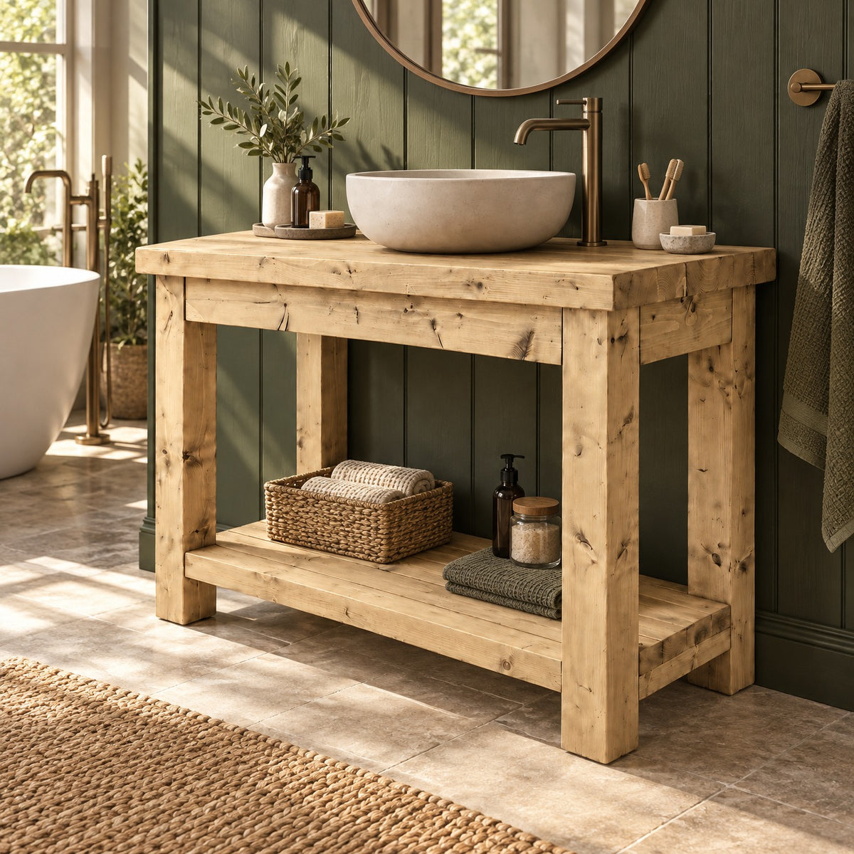 TORO Light Oak Colour Solid Wood Bathroom Vanity
