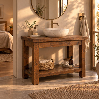 TORO Walnut Colour Solid Wood Bathroom Vanity
