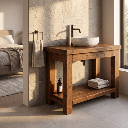 TORO Walnut Colour Solid Wood Bathroom Vanity