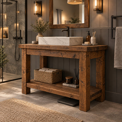 TORO Walnut Colour Solid Wood Bathroom Vanity