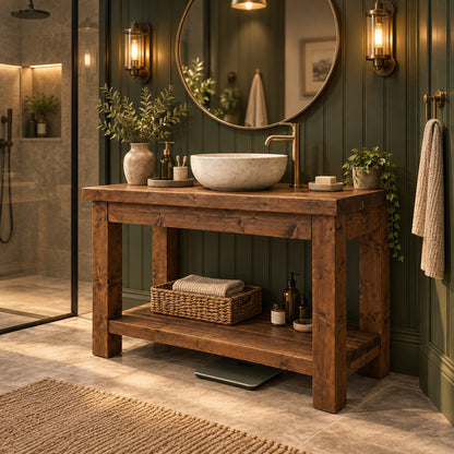 TORO Walnut Colour Solid Wood Bathroom Vanity