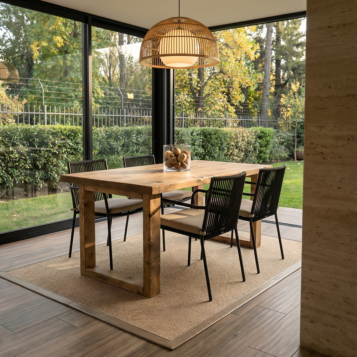TREVON Solid Wood Dining Table With Wooden Square Legs – Tribe Joinery