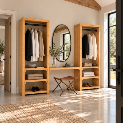KENSWORTH Solid Wood Wardrobe With Make Up Table – Open Wardrobe, Dressing Table
