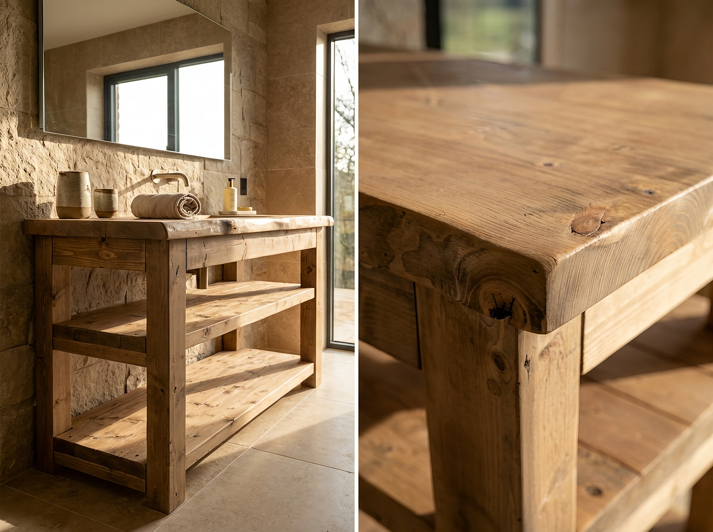 Venti Live Edge Vanity Solid Wood With Storage