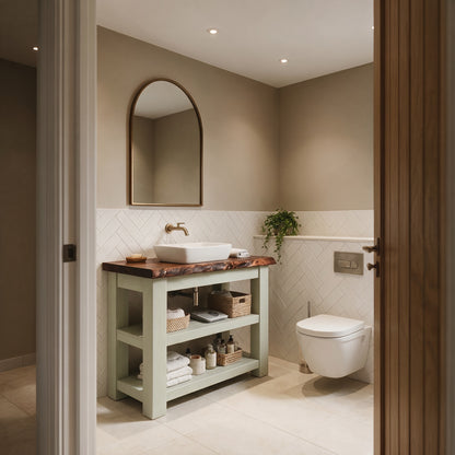 Venti Light Green Solid Wood Bathroom Vanity With Shelf