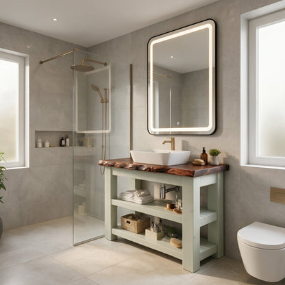 Venti Light Green Solid Wood Bathroom Vanity With Shelf