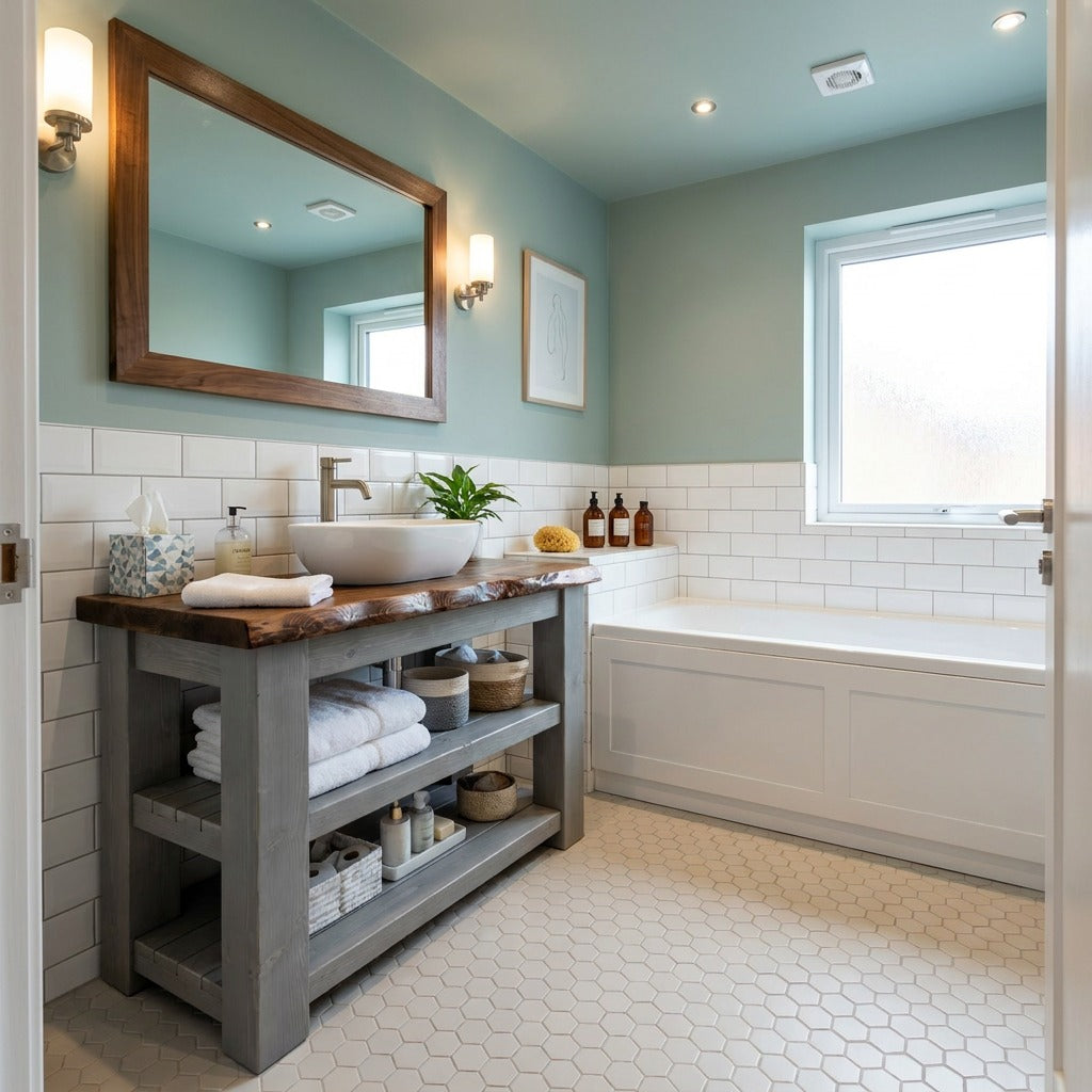 Venti Medium Grey Solid Wood Bathroom Vanity With Shelf