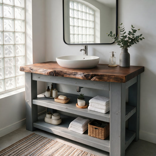 Venti Medium Grey Solid Wood Bathroom Vanity With Shelf