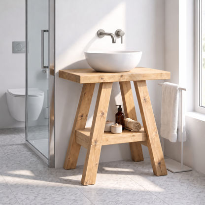 VERA Light Oak Colour Wooden Vanity and Shelf Storage | Tribe Joinery