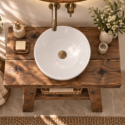 VERA Walnut Colour Wooden Vanity and Shelf Storage | Tribe Joinery