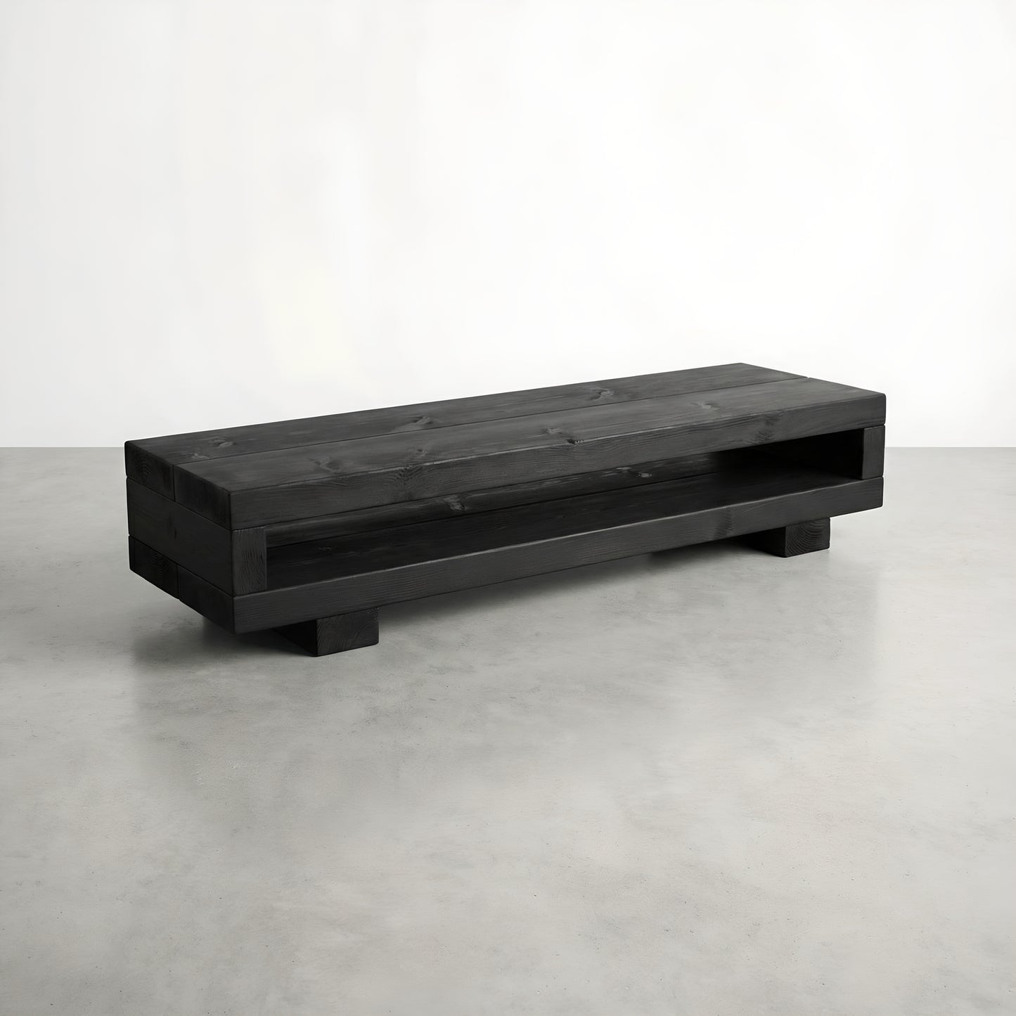 VIOT in Black Ebony Colour Low Solid Wood Chunky TV Unit