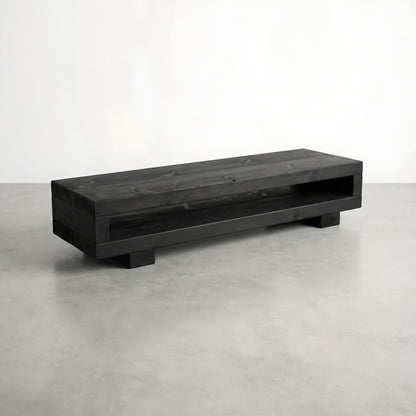 VIOT in Black Ebony Colour Low Solid Wood Chunky TV Unit
