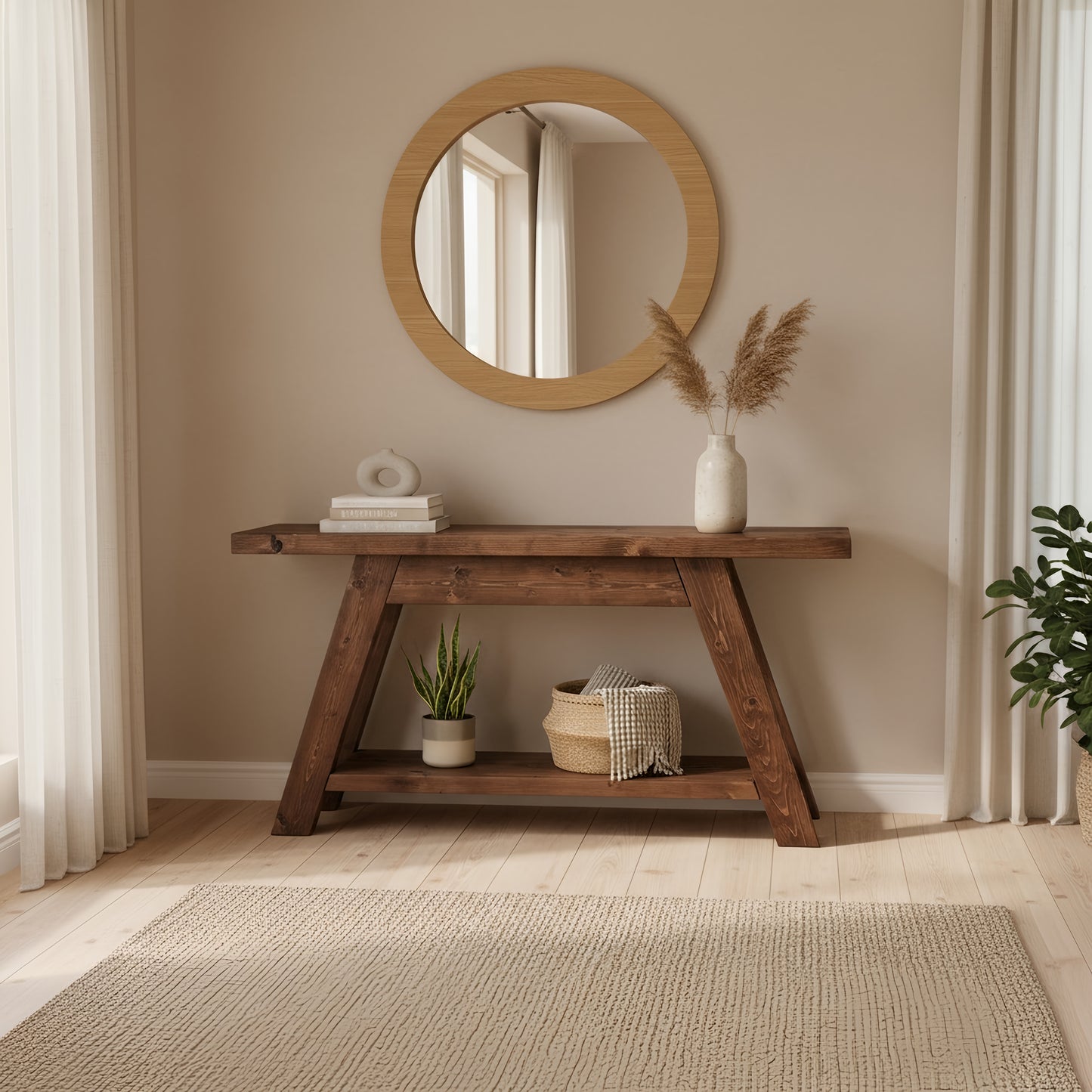 DASI Console Table With Shelf Walnut Colour