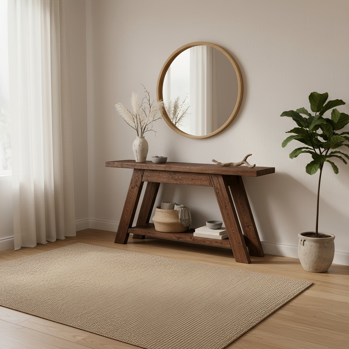 DASI Console Table With Shelf Walnut Colour