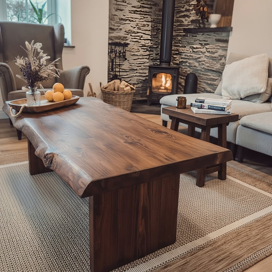 LINA Chunky Live / Waney Edge Coffee Table in Walnut Colour