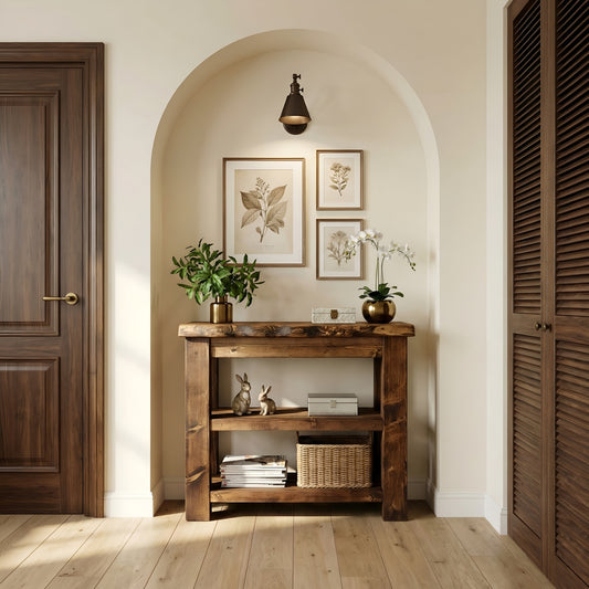 Venti Walnut Colour Live Edge Vanity Solid Wood With Storage