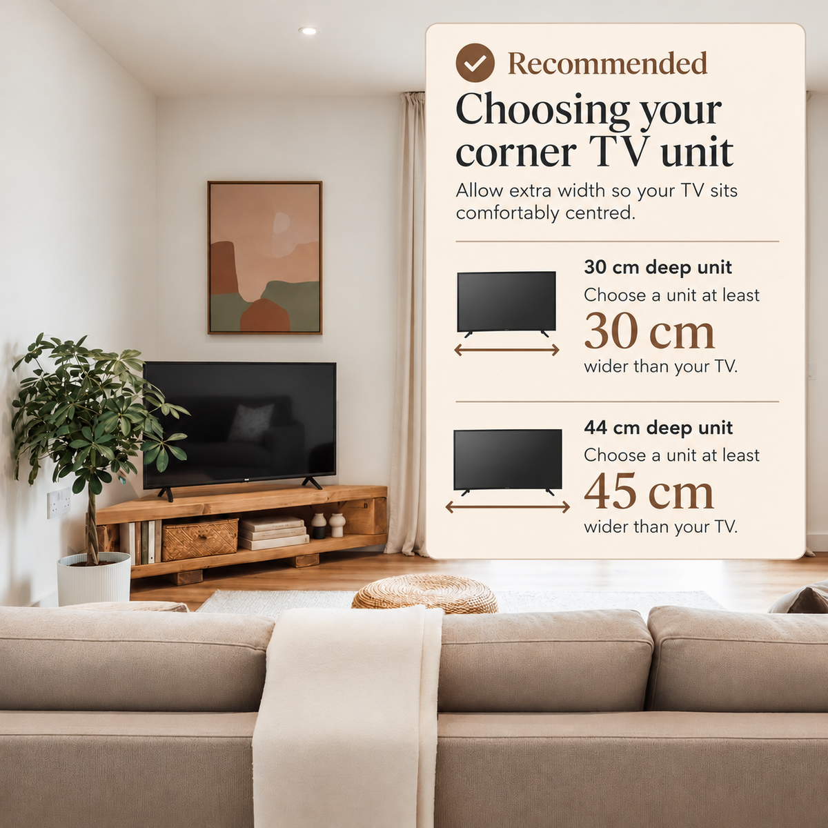 3 Tier Corner Solid Wood Tv Unit / Solid Wood / Rustic